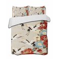 thumbnail image 1 of Quilts Twin Size Bedding Set, Japanese Style Lightweight Quilted Comforter, Country Vintage Blossom Peony Birds Soft Reversible Bedspread Coverlet with Pillow Covers for All Season, 68" x 86", 1 of 7