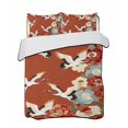 thumbnail image 1 of Quilts Twin Size Bedding Set, Japanese Style Lightweight Quilted Comforter, Red Farmhouse Botanical Peony Birds Soft Reversible Bedspread Coverlet with Pillow Covers for All Season, 68" x 86", 1 of 7