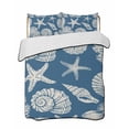 thumbnail image 1 of Quilts Twin Size Bedding Set, Lake Blue Starfish Coastal Lightweight Quilted Comforter, Shell Summer Beach Nautical Soft Reversible Bedspread Coverlet with Pillow Covers for All Season, 68" x 86", 1 of 7