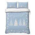 thumbnail image 1 of Quilts Twin Size Bedding Set, Light Blue Christmas Lightweight Quilted Comforter, Winter Xmas Snowflake Trees Snowy Soft Reversible Bedspread Coverlet with Pillow Covers for All Season, 68" x 86", 1 of 9