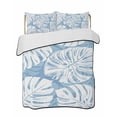 thumbnail image 1 of Quilts Twin Size Bedding Set, Light Blue Monstera Deliciosa Lightweight Quilted Comforter, Summer Botanical Tropical Soft Reversible Bedspread Coverlet with Pillow Covers for All Season, 68" x 86", 1 of 7