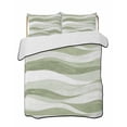 thumbnail image 1 of Quilts Twin Size Bedding Set, Light Sage Green Ombre Lightweight Quilted Comforter, Modern Moire Abstract Art Aesthetics Reversible Bedspread Coverlet with Pillow Covers for All Season, 68" x 86", 1 of 7