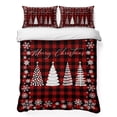 thumbnail image 1 of Quilts Twin Size Bedding Set, Merry Christmas Lightweight Quilted Comforter, Xmas Trees Snowflake Plaid Red Black Soft Reversible Bedspread Coverlet with Pillow Covers for All Season, 68" x 86", 1 of 9