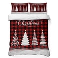 thumbnail image 1 of Quilts Twin Size Bedding Set, Merry Christmas Lightweight Quilted Comforter, Xmas Trees Snowflake Rustic Plaid Red Black Reversible Bedspread Coverlet with Pillow Covers for All Season, 68" x 86", 1 of 9