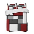thumbnail image 1 of Quilts Twin Size Bedding Set, Modern Geometric Red Black Lightweight Quilted Comforter, Abstract Minimalist Color Blocks Reversible Bedspread Coverlet with Pillow Covers for All Season, 68" x 86", 1 of 7