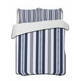 thumbnail image 1 of Quilts Twin Size Bedding Set, Navy Blue Green Line Striped Lightweight Quilted Comforter, Farmhouse Modern Geometric Stripes Soft Bedspread Coverlet with Pillow Covers for All Season, 68" x 86", 1 of 7