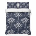 thumbnail image 1 of Quilts Twin Size Bedding Set, Navy Blue Palm Tree Lightweight Quilted Comforter, Summer Botanical Tropical Tree Soft Reversible Bedspread Coverlet with Pillow Covers for All Season, 68" x 86", 1 of 9