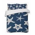 thumbnail image 1 of Quilts Twin Size Bedding Set, Navy Blue Starfish Coastal Lightweight Quilted Comforter, Nautical Summer Ocean Abstract Art Soft Bedspread Coverlet with Pillow Covers for All Season, 68" x 86", 1 of 7