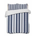 thumbnail image 1 of Quilts Twin Size Bedding Set, Navy Blue Striped Lightweight Quilted Comforter, Modern Farmhouse Geometric Thine Stripes Soft Reversible Bedspread Coverlet with Pillow Covers for All Season, 68" x 86", 1 of 7