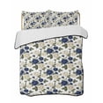 thumbnail image 1 of Quilts Twin Size Bedding Set, Navy Blue White Floral Lightweight Quilted Comforter, Farmhouse Flowers Botanical Leaf Soft Reversible Bedspread Coverlet with Pillow Covers for All Season, 68" x 86", 1 of 7