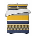 thumbnail image 1 of Quilts Twin Size Bedding Set, Navy Yellow Grey Stripes Lightweight Quilted Comforter, Abstract Lines Geometric Modern Soft Reversible Bedspread Coverlet with Pillow Covers for All Season, 68" x 86", 1 of 7