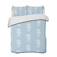 thumbnail image 1 of Quilts Twin Size Bedding Set, Ocean Seahorse Lightweight Quilted Comforter, Summer Nautical Coastal Textured Sky Blue Soft Reversible Bedspread Coverlet with Pillow Covers for All Season, 68" x 86", 1 of 7