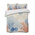 thumbnail image 1 of Quilts Twin Size Bedding Set, Orange Navy Blue Coral Lightweight Quilted Comforter, Summer Beach Coastal Retro Soft Reversible Bedspread Coverlet with Pillow Covers for All Season, 68" x 86", 1 of 7