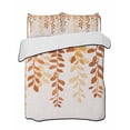 thumbnail image 1 of Quilts Twin Size Bedding Set, Orange Ombre Botanical Lightweight Quilted Comforter, Watercolor Country Leaf Rustic Soft Reversible Bedspread Coverlet with Pillow Covers for All Season, 68" x 86", 1 of 7
