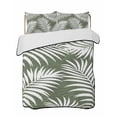 thumbnail image 1 of Quilts Twin Size Bedding Set, Palm Leaves Dark Green Lightweight Quilted Comforter, Summer Botanical Coastal Tropical Soft Reversible Bedspread Coverlet with Pillow Covers for All Season, 68" x 86", 1 of 7