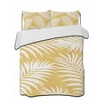 thumbnail image 1 of Quilts Twin Size Bedding Set, Palm Leaves Yellow Lightweight Quilted Comforter, Summer Botanical Coastal Tropical Soft Reversible Bedspread Coverlet with Pillow Covers for All Season, 68" x 86", 1 of 7