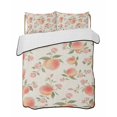 thumbnail image 1 of Quilts Twin Size Bedding Set, Peach Lightweight Quilted Comforter, Spring Floral Green Leaf Botanical Pink Fruit Rustic Soft Reversible Bedspread Coverlet with Pillow Covers for All Season, 68" x 86", 1 of 7