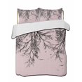 thumbnail image 1 of Quilts Twin Size Bedding Set, Pink Black Branches Lightweight Quilted Comforter, Botanical Dead Tree Birds Soft Reversible Bedspread Coverlet with Pillow Covers for All Season, 68" x 86", 1 of 7