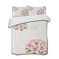 thumbnail image 1 of Quilts Twin Size Bedding Set, Pink Floral Blossom Lightweight Quilted Comforter, Farmhouse Spring Wildflowers Soft Reversible Bedspread Coverlet with Pillow Covers for All Season, 68" x 86", 1 of 7