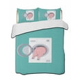 thumbnail image 1 of Quilts Twin Size Bedding Set, Pink Pig Lightweight Quilted Comforter, Teal Laundry Room Washing Machine Soft Reversible Bedspread Coverlet with Pillow Covers for All Season, 68" x 86", 1 of 7