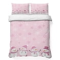 thumbnail image 1 of Quilts Twin Size Bedding Set, Pink Snowman Christmas Lightweight Quilted Comforter, Xmas Snowflake Winter Snowman Soft Reversible Bedspread Coverlet with Pillow Covers for All Season, 68" x 86", 1 of 9