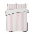 thumbnail image 1 of Quilts Twin Size Bedding Set, Pink Striped Lightweight Quilted Comforter, Farmhouse Aesthetic Modern Stripes Soft Reversible Bedspread Coverlet with Pillow Covers for All Season, 68" x 86", 1 of 7