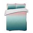 thumbnail image 1 of Quilts Twin Size Bedding Set, Pink Turquoise Ombre Lightweight Quilted Comforter, Teal Modern Geometric Striped Abstract Art Soft Bedspread Coverlet with Pillow Covers for All Season, 68" x 86", 1 of 7