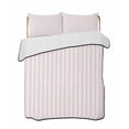 thumbnail image 1 of Quilts Twin Size Bedding Set, Pink Vertical Striped Lightweight Quilted Comforter, Farmhouse Thin Line Stripes Soft Reversible Bedspread Coverlet with Pillow Covers for All Season, 68" x 86", 1 of 7