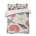 thumbnail image 1 of Quilts Twin Size Bedding Set, Red Blue Coastal Lightweight Quilted Comforter, Starfish Shell Coral Summer Beach Rustic Soft Reversible Bedspread Coverlet with Pillow Covers for All Season, 68" x 86", 1 of 7