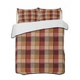 thumbnail image 1 of Quilts Twin Size Bedding Set, Red Brown Plaid Lightweight Quilted Comforter, Modern Abstract Ombre Gingham Checkered Soft Reversible Bedspread Coverlet with Pillow Covers for All Season, 68" x 86", 1 of 7