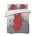 thumbnail image 1 of Quilts Twin Size Bedding Set, Red Cement Gray Lightweight Quilted Comforter, Modern Abstract Art Red Soft Reversible Bedspread Coverlet with Pillow Covers for All Season, 68" x 86", 1 of 7
