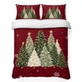 thumbnail image 1 of Quilts Twin Size Bedding Set, Red Christmas Lightweight Quilted Comforter, Green Xmas Trees Snowflake Balls Winter Soft Reversible Bedspread Coverlet with Pillow Covers for All Season, 68" x 86", 1 of 9