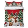 thumbnail image 1 of Quilts Twin Size Bedding Set, Red Christmas Lightweight Quilted Comforter, Snowman Elk Xmas Tree Snowflake Soft Reversible Bedspread Coverlet with Pillow Covers for All Season, 68" x 86", 1 of 9