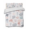 thumbnail image 1 of Quilts Twin Size Bedding Set, Red Grey Coastal Lightweight Quilted Comforter, Nautical Summer Beach Coral Sea Turtle Soft Reversible Bedspread Coverlet with Pillow Covers for All Season, 68" x 86", 1 of 7