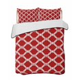 thumbnail image 1 of Quilts Twin Size Bedding Set, Red Morocco Lightweight Quilted Comforter, Geometric Moroccan National Abstract Art Soft Reversible Bedspread Coverlet with Pillow Covers for All Season, 68" x 86", 1 of 7
