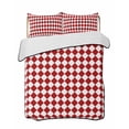 thumbnail image 1 of Quilts Twin Size Bedding Set, Red Plaid Lightweight Quilted Comforter, Modern Minimalist Geometric Gingham Checkered Soft Reversible Bedspread Coverlet with Pillow Covers for All Season, 68" x 86", 1 of 7