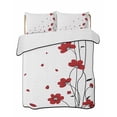 thumbnail image 1 of Quilts Twin Size Bedding Set, Red Poppy Flowers Lightweight Quilted Comforter, Spring Modern Abstract Floral Rustic Soft Reversible Bedspread Coverlet with Pillow Covers for All Season, 68" x 86", 1 of 7