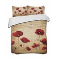 thumbnail image 1 of Quilts Twin Size Bedding Set, Red Poppy Flowers Lightweight Quilted Comforter, Vintage Country Floral Plant Soft Reversible Bedspread Coverlet with Pillow Covers for All Season, 68" x 86", 1 of 7