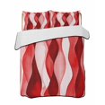 thumbnail image 1 of Quilts Twin Size Bedding Set, Red Striped Lightweight Quilted Comforter, Modern Gradient Geometric Ripple Stripes Soft Reversible Bedspread Coverlet with Pillow Covers for All Season, 68" x 86", 1 of 7