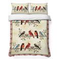 thumbnail image 1 of Quilts Twin Size Bedding Set, Rustic Cardinal Bird Lightweight Quilted Comforter, Country Leaves Branches Berries Pink Soft Reversible Bedspread Coverlet with Pillow Covers for All Season, 68" x 86", 1 of 9