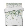 thumbnail image 1 of Quilts Twin Size Bedding Set, Sage Green Eucalyptus Leaves Lightweight Quilted Comforter, Spring Floral Weeping Botanical Soft Bedspread Coverlet with Pillow Covers for All Season, 68" x 86", 1 of 7