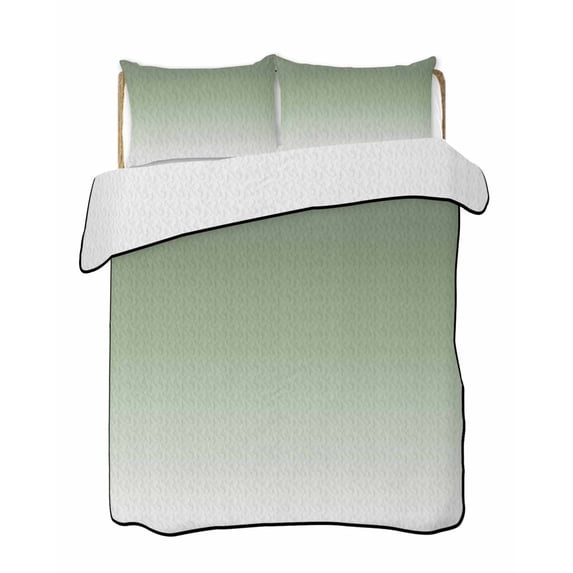 Quilts Twin Size Bedding Set, Sage Green Lightweight Quilted Comforter, Farmhouse Sage Green Ombre Soft Reversible Bedspread Coverlet with Pillow Covers for All Season, 68" x 86"