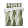 thumbnail image 1 of Quilts Twin Size Bedding Set, Sage Green Stripes Lightweight Quilted Comforter, Retro Farmhouse Abstract Ripple Soft Reversible Bedspread Coverlet with Pillow Covers for All Season, 68" x 86", 1 of 7