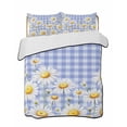 thumbnail image 1 of Quilts Twin Size Bedding Set, Spring White Daisy Lightweight Quilted Comforter, Farmhouse Floral Blue Purple Plaid Soft Reversible Bedspread Coverlet with Pillow Covers for All Season, 68" x 86", 1 of 7