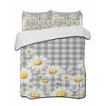 thumbnail image 1 of Quilts Twin Size Bedding Set, Spring White Daisy Lightweight Quilted Comforter, Farmhouse Floral Gray Buffalo Plaid Soft Reversible Bedspread Coverlet with Pillow Covers for All Season, 68" x 86", 1 of 7