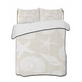 thumbnail image 1 of Quilts Twin Size Bedding Set, Starfish Coastal Lightweight Quilted Comforter, Shell Summer Beach Nautical Ocean Linen Soft Reversible Bedspread Coverlet with Pillow Covers for All Season, 68" x 86", 1 of 7