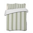 thumbnail image 1 of Quilts Twin Size Bedding Set, Striped Sage Green Lightweight Quilted Comforter, Farmhouse Line Stripes Classic Soft Reversible Bedspread Coverlet with Pillow Covers for All Season, 68" x 86", 1 of 7