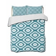 thumbnail image 1 of Quilts Twin Size Bedding Set, Teal Blue Geometric Lightweight Quilted Comforter, Modern Abstract Art Rhombus Soft Reversible Bedspread Coverlet with Pillow Covers for All Season, 68" x 86", 1 of 7