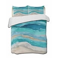 thumbnail image 1 of Quilts Twin Size Bedding Set, Teal Coastal Lightweight Quilted Comforter, Summer Beach Nautical Abstract Art Soft Reversible Bedspread Coverlet with Pillow Covers for All Season, 68" x 86", 1 of 7