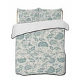 thumbnail image 1 of Quilts Twin Size Bedding Set, Teal Green Spring Floral Lightweight Quilted Comforter, Retro Farmhouse Summer Botanical Soft Reversible Bedspread Coverlet with Pillow Covers for All Season, 68" x 86", 1 of 7